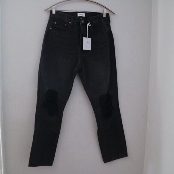 NWT Pistola Black Jeans Size 28 Keaton High Rise Slim Straight Distressed - Picture 6 of 12